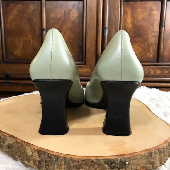 Nine West Mint Julep Genuine Leather Satin Finish Curved Heeled Sandal - Picture 9 of 13